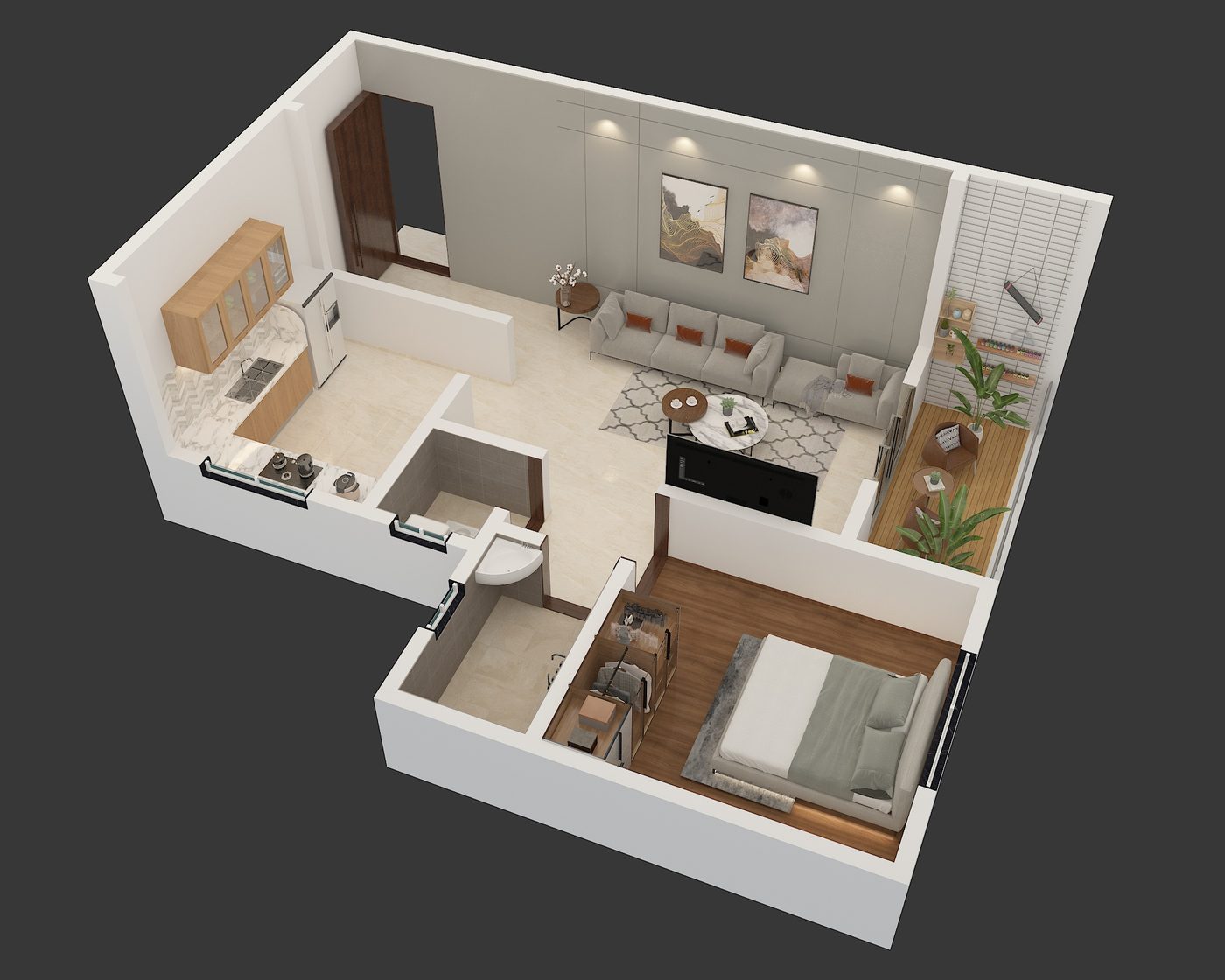 1 BHK floor plan at Aurum Abir