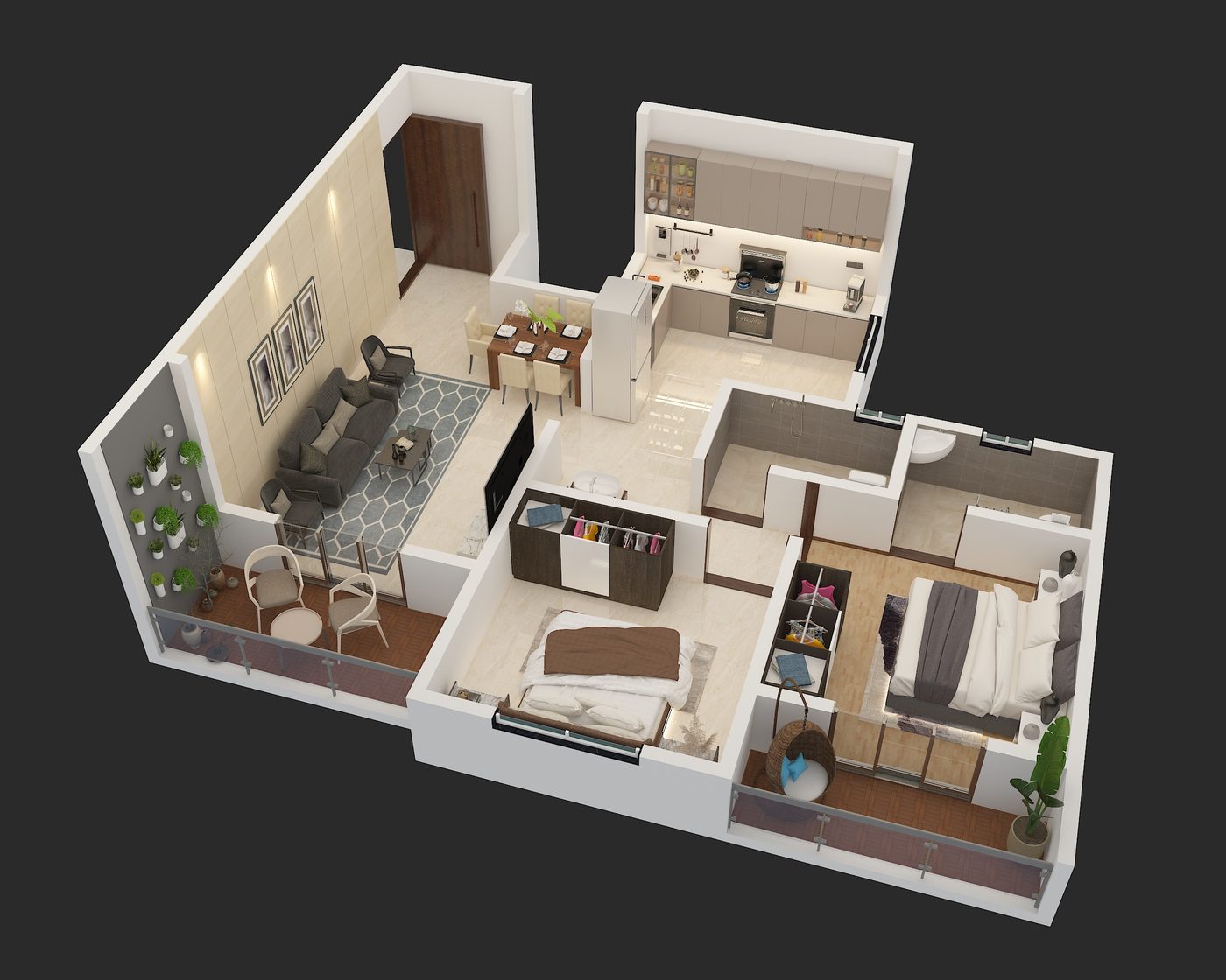 2 BHK floor plan at Aurum Abir
