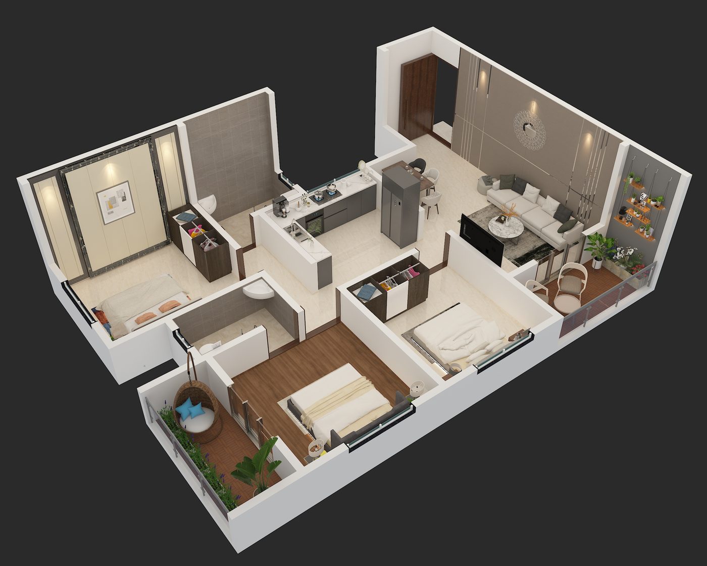 3 BHK floor plan at Aurum Abir