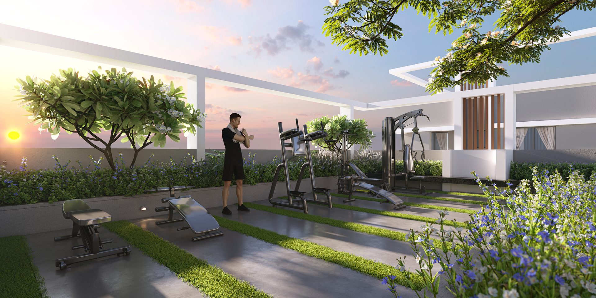 Open-air fitness deck